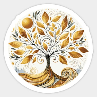 Swirly Gold Tree of Life Sticker